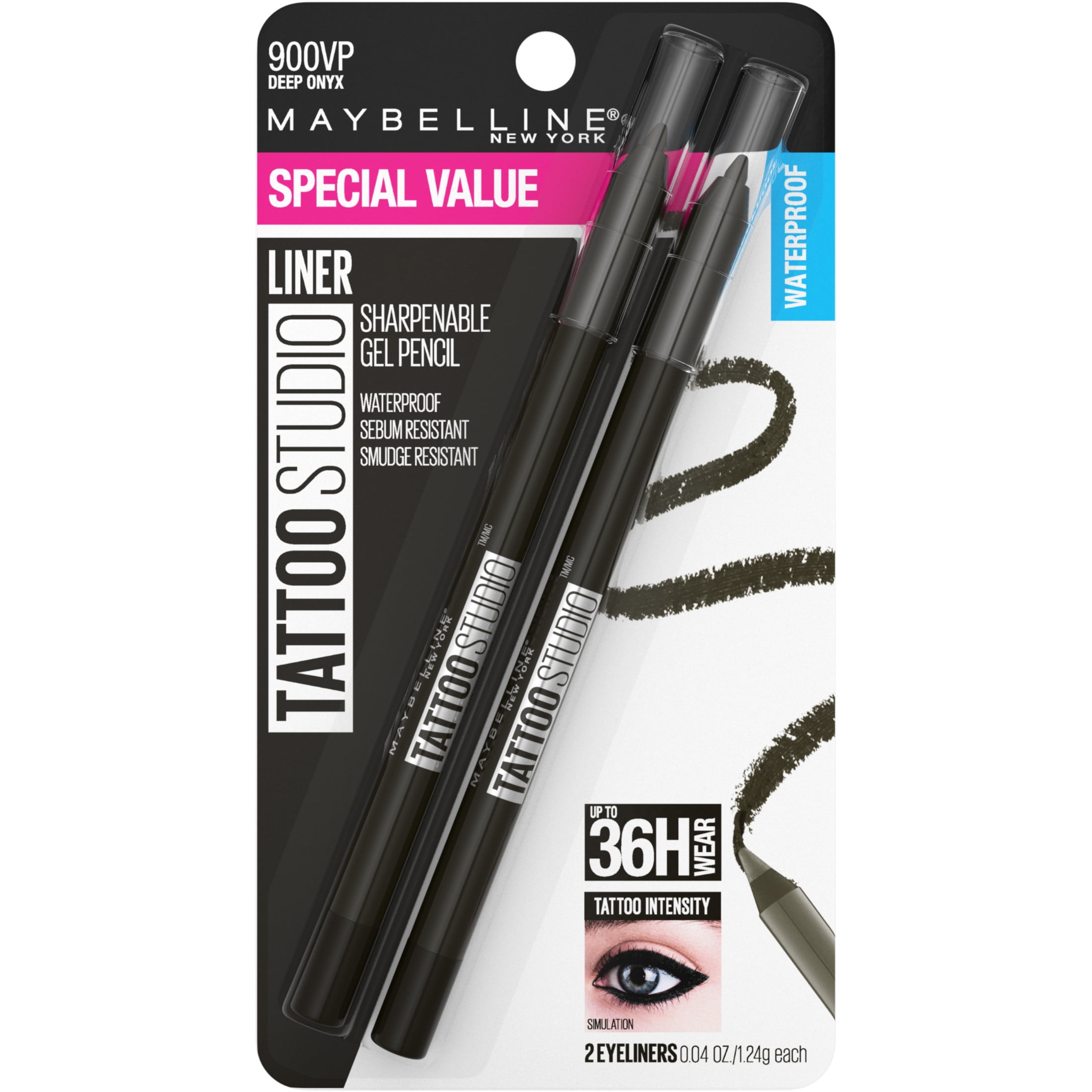 Maybelline Tattoo Studio Sharpenable Gel Pencil Longwear Eyeliner, Deep  Onyx