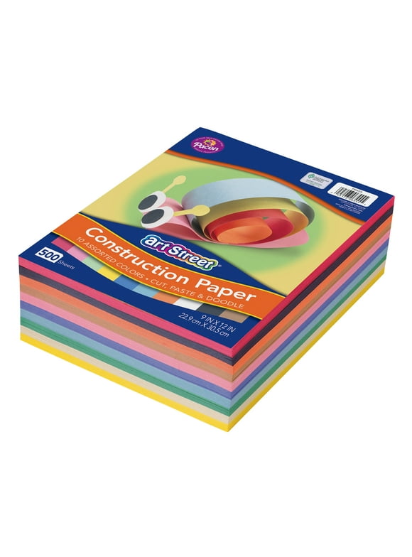 Pacon Lightweight Construction Paper, 9 x 12 Inch, 50 lb, Assorted Colors, Pack of 500