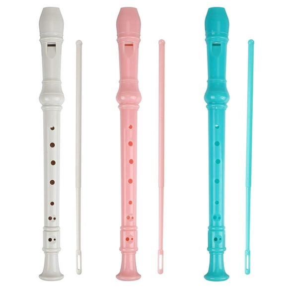 Soprano Recorder Descant Flauta Recorder 8 Hole ABS Clarinet German Style Treble flute C Key for Kids Children With Fingering Chart Instructions with Cleaning Rod Bag 3 pack