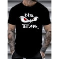 thumbnail image 2 of Men's Casual "NO FEAR" Graphic T-Shirt, 100% Cotton Knit Fabric, Short Sleeve, White with Bold Black & Red Eye Design, Stylish and Versatile for Spring and Summer, 2 of 9