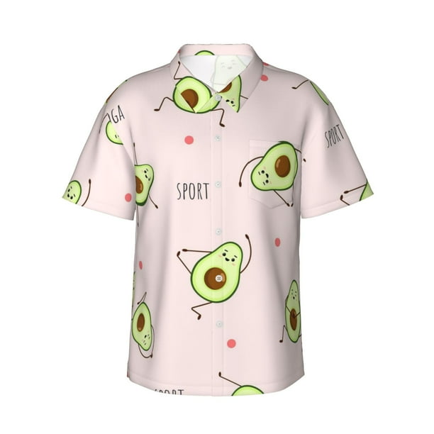 Balery Avocado Doing Sport Yoga Camisas hawaianas de manga corta para hombre, camisas playeras de corte holgado, camisas de vacaciones con botones,XX-Large