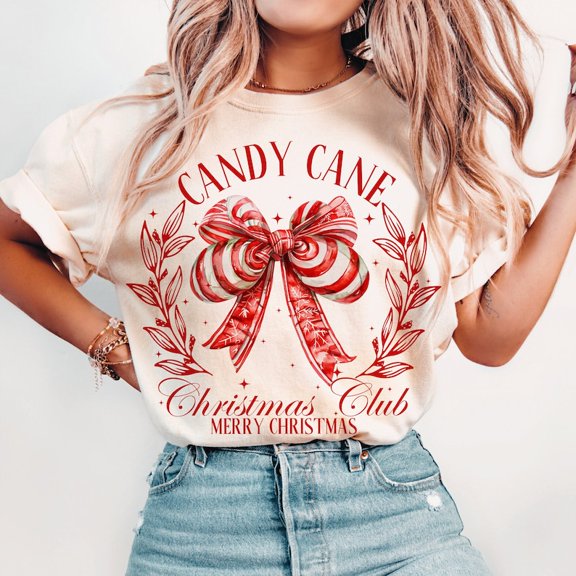 Candy Cane Christmas Club T-Shirt – Funny Holiday Tee with Retro Style and Sweet Festive Vibes for Christmas Season