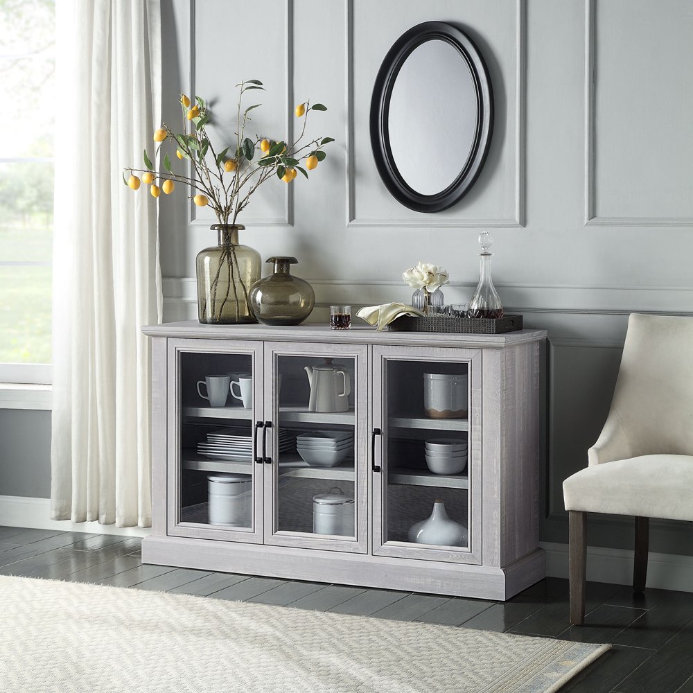 BELLEZE Liam 55" Rustic Farmhouse Wood Sideboard Universal Stand Buffet