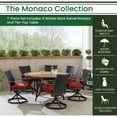 thumbnail image 3 of Hanover Monaco 7-Piece Outdoor Patio Dining Set, 6 Cushioned Wicker Back Swivel Rocker Chairs and 60" Round Tile Table, Brushed Bronze Finish, Rust-Resistant, All-Weather - MONDNWB7PCSW6RDTL-RED, 3 of 9