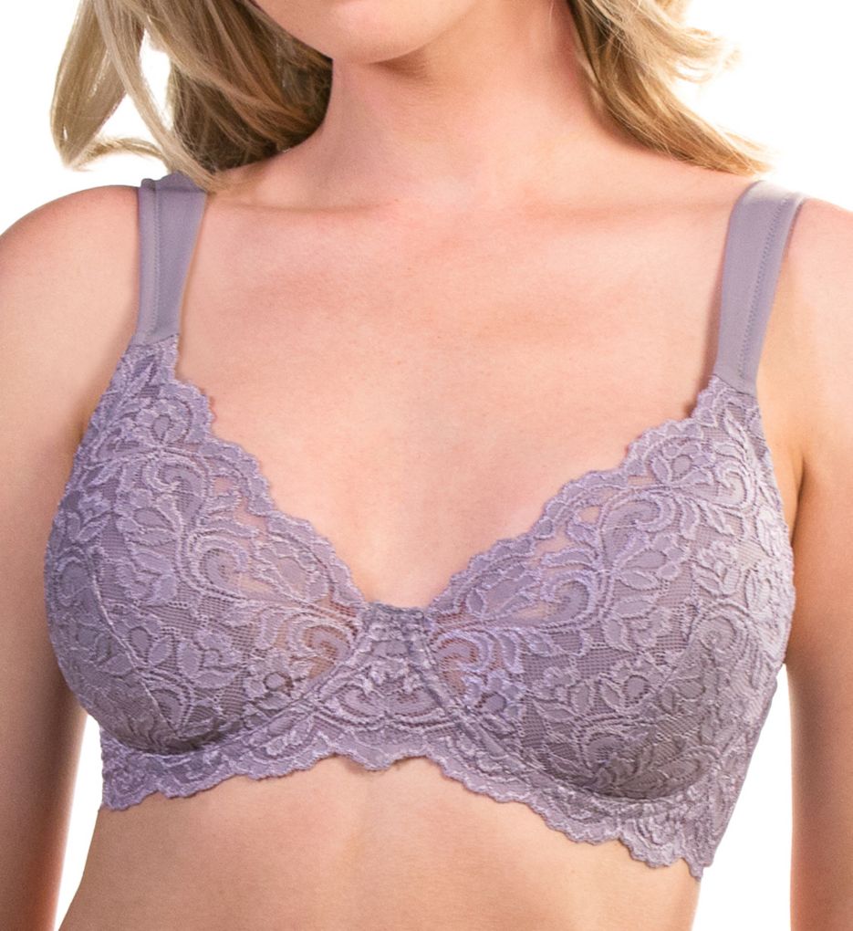 Women's Leading Lady 5044 Scallop Lace Cup Underwire Bra (Grey Lavender