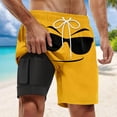 thumbnail image 4 of KHONTS Men's Trunks with Compression Liner Summer Funny Face Elastic Waist Beach Shorts Drawstring Lightweight Casual Vacation Shorts with Pockets 08-Orange XXXXL, 4 of 4