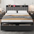 thumbnail image 1 of BeesClover Bed Frame with Upholstered Headboard and Storage, Drawers Platform Bed with Charging Station, Metal Slats Support, No Box Spring Needed, 1 of 6