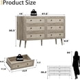 thumbnail image 2 of FANRAL 6 Drawers Dresser Rattan Dresser for Bedroom,Wooden Chest of Drawers Modern Dresser for Closet,Gray Dresser, 2 of 6
