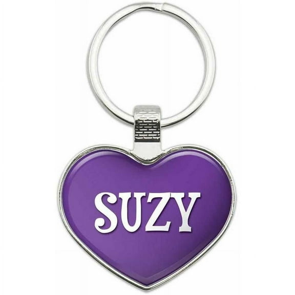 Suzy - Names Female Metal Heart Keychain Key Chain Ring, Purple