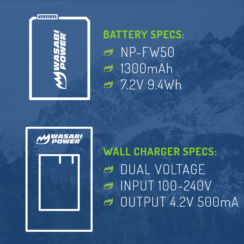 Sony NP-FW50 Battery (3-Pack) and Dual Charger by Wasabi Power