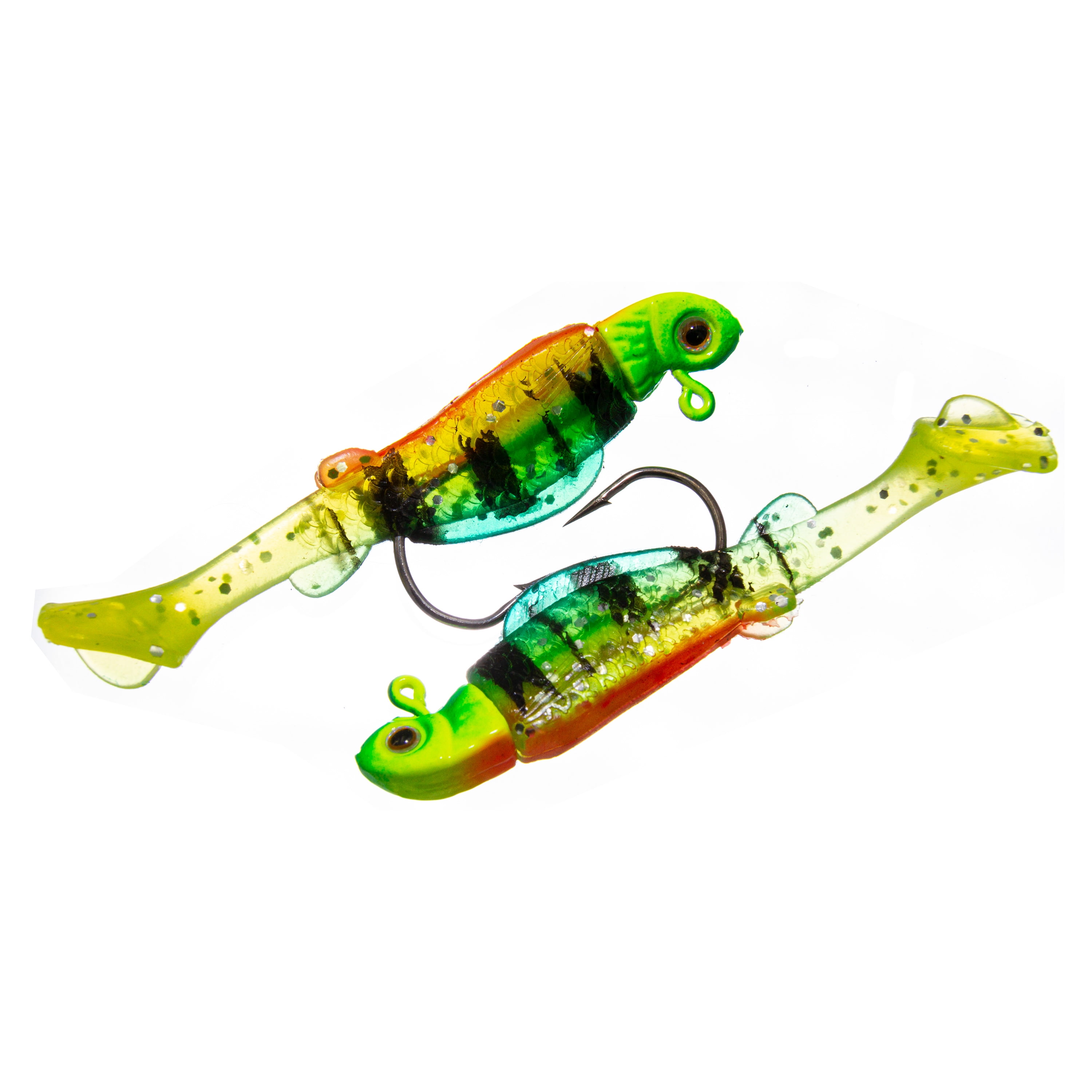 (6 pack) Ozark Trail 1/8 oz Rigged Panfish Minnow Fishing Lures, Firetiger, 2-Pack