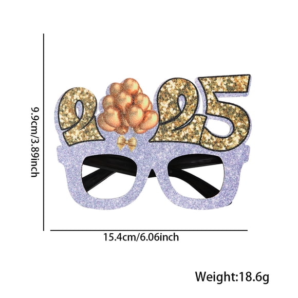 Tignapoo 2025 New Year Party Glasses - Black & Gold Photo Prop for Festive Celebrations, Balloon Design Edition G