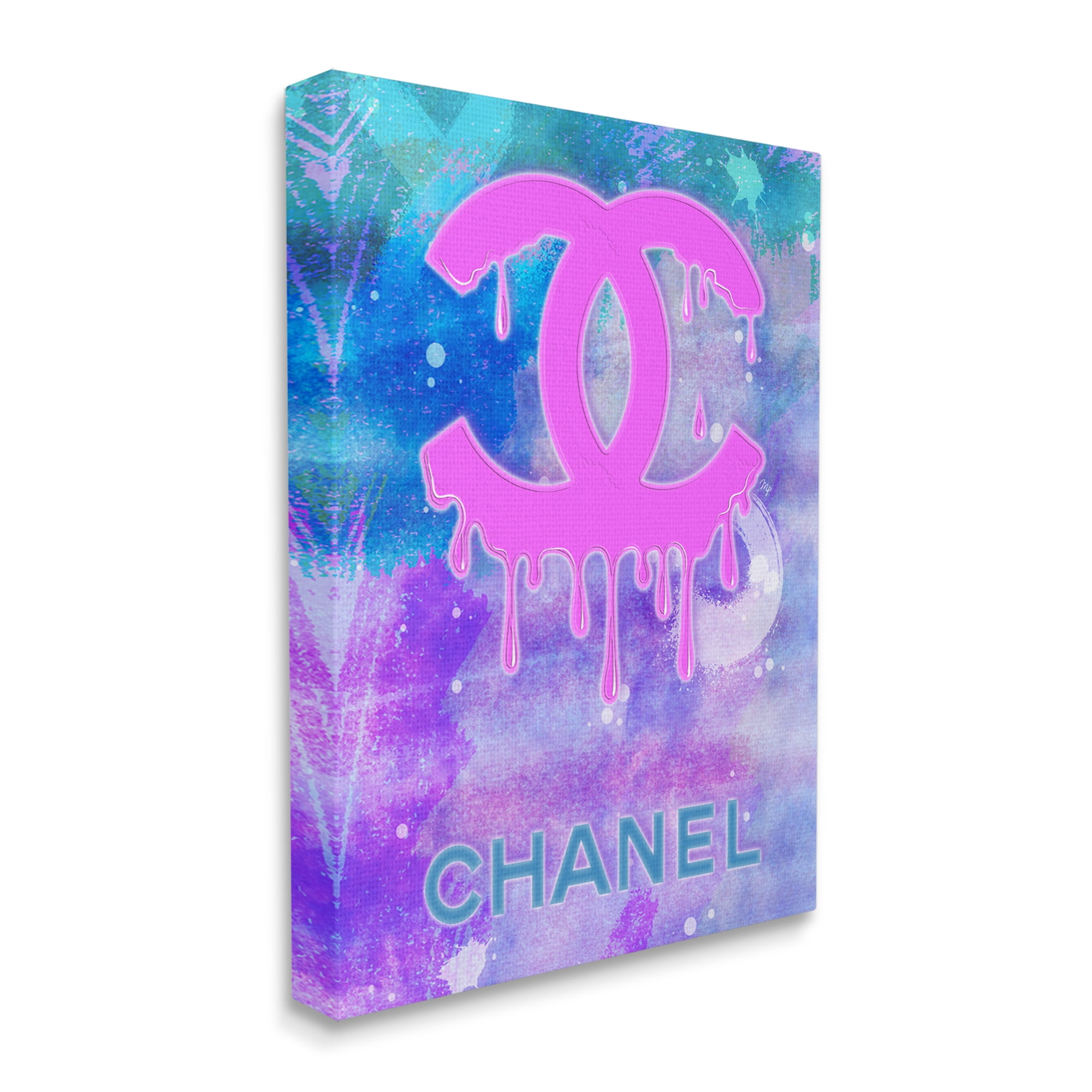 Stupell Industries Fashion Logo Modern Drip Abstract Painting Gallery Wrapped Canvas Print Wall Art, 16 x 20