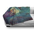 thumbnail image 3 of Fantasy Soft Flannel Fleece Throw Blanket, Giant Jellyfish and Diver in the Sea Underwater Submarine Aquatic Artwork Print, Cozy Plush for Indoor and Outdoor Use, 70" x 90", Teal Purple, by Ambesonne, 3 of 6