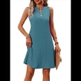 thumbnail image 3 of Vestidos de Verano para Mujer, para Vacaciones en la Isla, Sin Mangas, Cuello en V, Túnica Informal para Playa. Azul Mar S, 3 of 10
