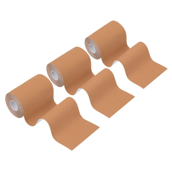 Uxcell 5.5 Yard x 4 inch Kinesiology Tape, 3 Roll Adhesive Cotton Sports Muscle Support Tapes Waterproof Elastic Tape, Light Orange