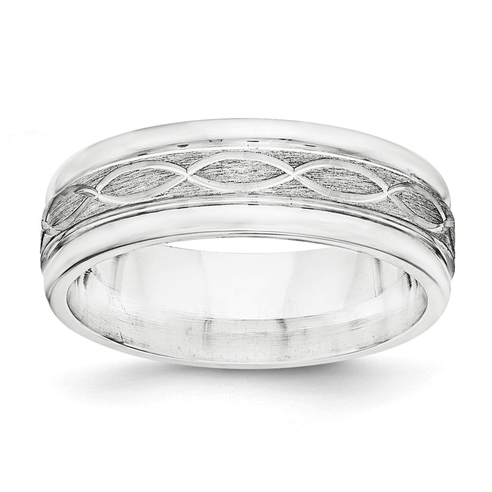Jewel Tie 925 Sterling Silver 7mm Satin Finish Wedding Band