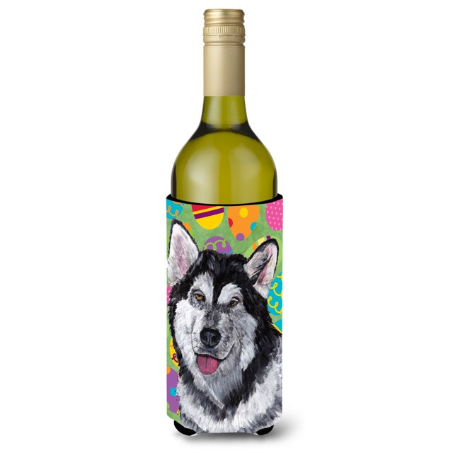 Alaskan Malamute Easter Eggtravaganza Botella de vino Aislador de bebidas Hugger Sc9489Literk
