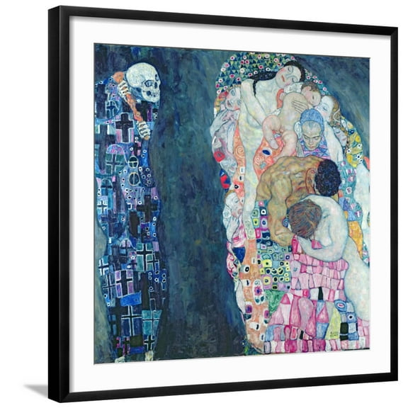 Art.com Death and Life, circa 1911 Giclee Print by Gustav Klimt, Black Frame Wall Art, 23" x 29"