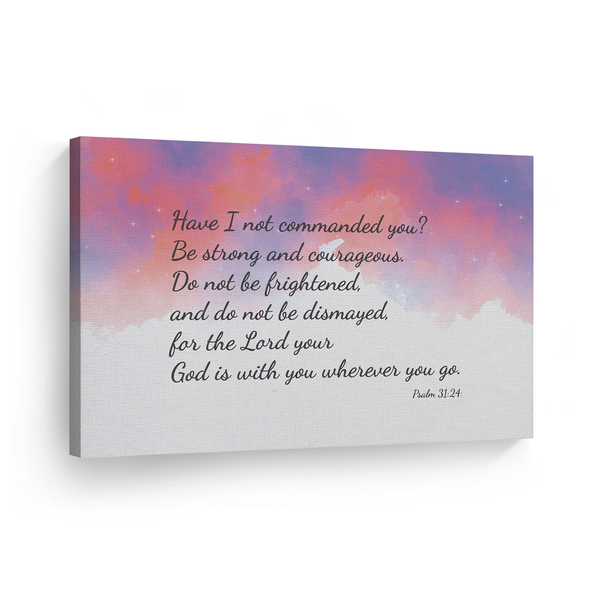 Smile Art Design Psalm 31:24 God Is With You Wherever You Go Quote Watercolor Paint Scripture Wall Art Bible Verse Canvas Print Rustic Home Decor Ready To Hang Made In The Usa-