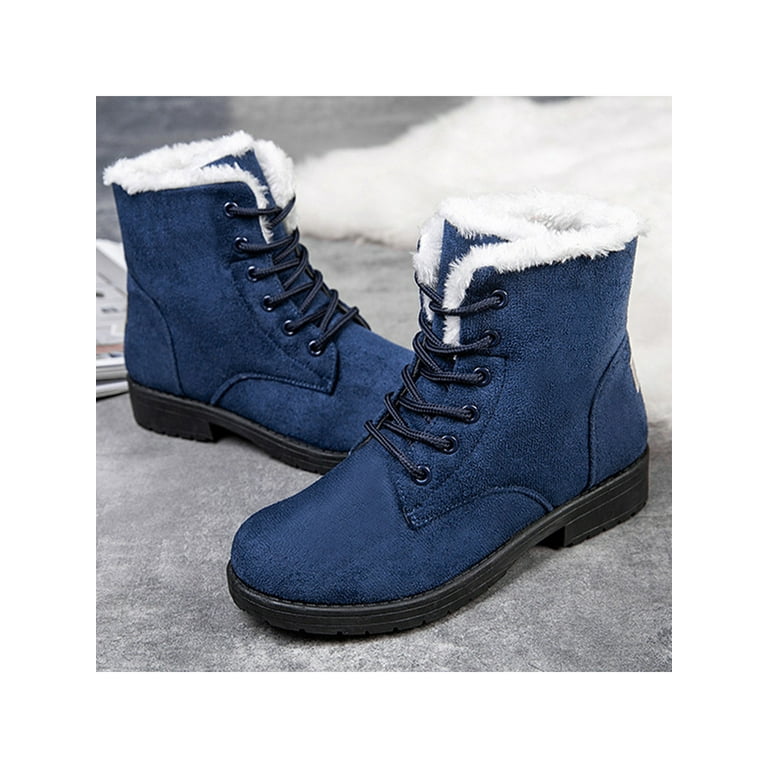 Avamo Women s Fashion Suede Lace Up High Top Winter Snow Boots