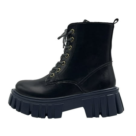 

kpoplk Boots for Women Ankle Booties Girls Boots Ankle Zipper White and Black Cool and Fashion Boots for Women (Black 7.50)