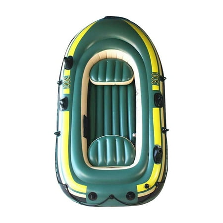 HERCHR Inflatable Kayak, Green PVC Inflatable Three Person Rowing Air Boat Fishing Drifting Diving Tool, Inflatable Three Person