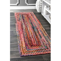 Indian Handmade Braided Multi Color Cotton Area Rugs , Home Decor Carpet Size 2.6 x 4 Feet ( 75 cm x 120 cm )