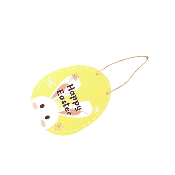 Billuyoard Happy Easter Cuerda Colgante Chips Decoración de dibujos animados Carta Puerta Autoensamblaje Etiqueta colgante Signo Inicio Kits de decoración para fiestas conejo amarillo