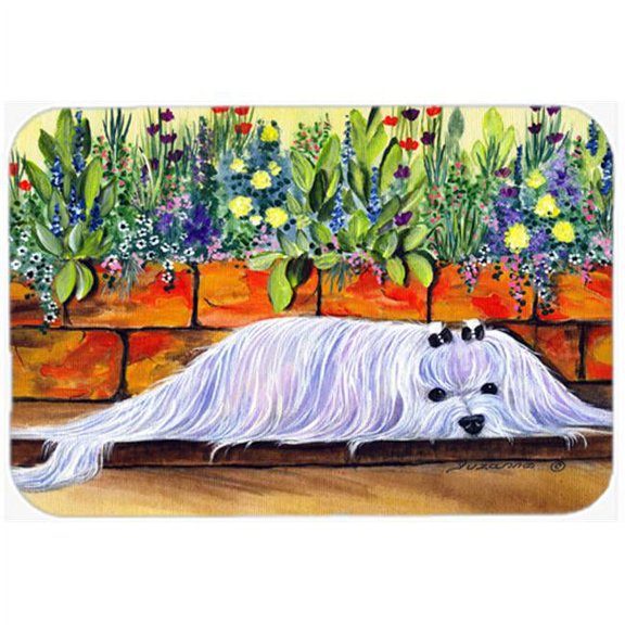 Caroline's Treasures Maltese Glass Cutting Board Large