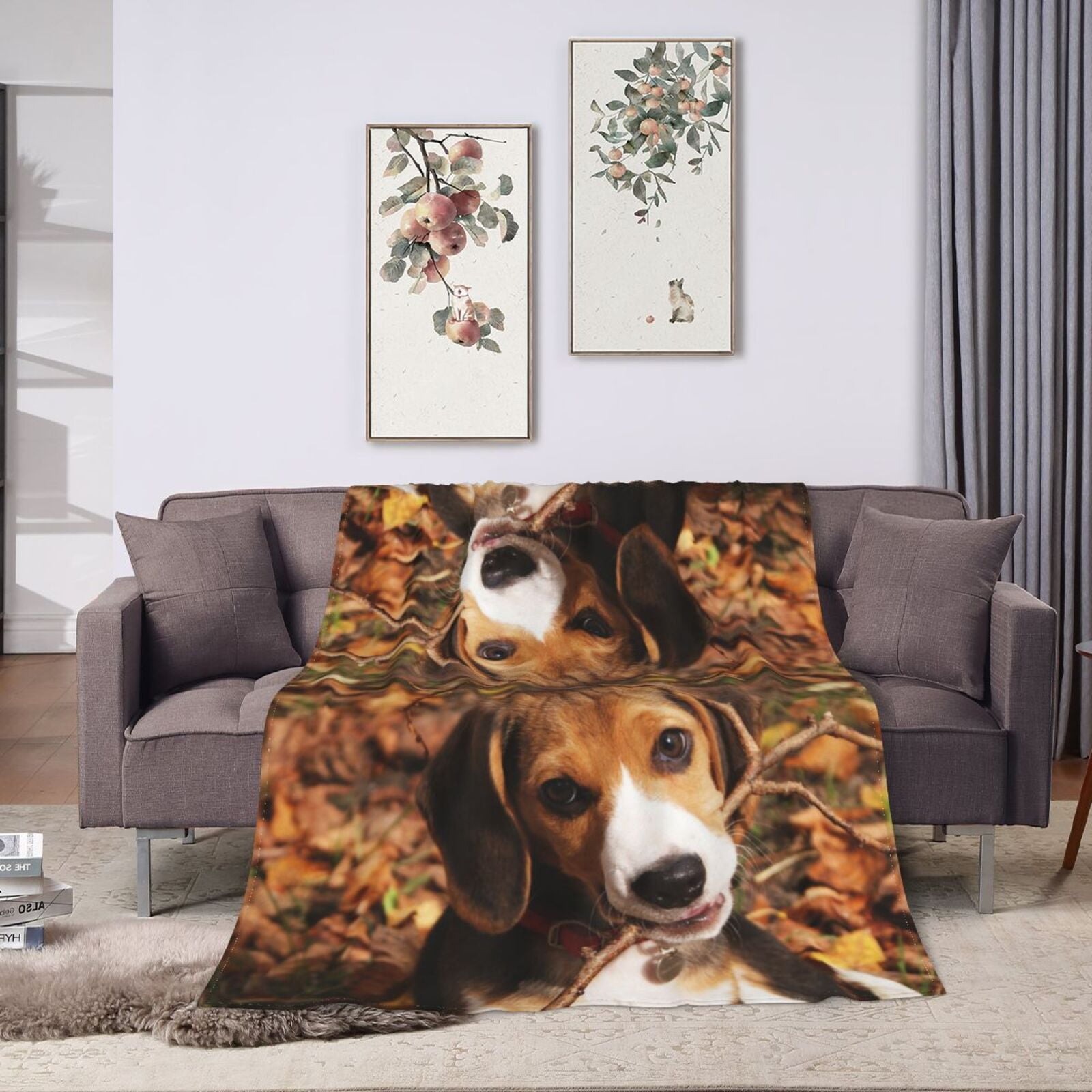 Wijzvio Cute Beagle Dog Throw Blanket Soft Fuzzy Fleece Blanket For Couch Bed Living Room Decoration 50"X40"