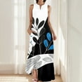 thumbnail image 1 of Ovzne Robes d'Été pour Femmes 2025 Robe Femme Mode Confortable Été Imprimé Sans Manches Robe Col en V Grande Taille Robe Maxi Imprimée Liquidation, 1 of 4