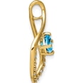 thumbnail image 2 of 14K Yellow Gold Blue Topaz And Diamond Pendant (Width 12.75) (Length 24) - Jbsp, 2 of 5