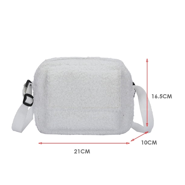 Bolsa bandolera retro de lana de cordero de color puro para mujer, de hombro de invierno (blanco) Ehuebsd Para Estrenar