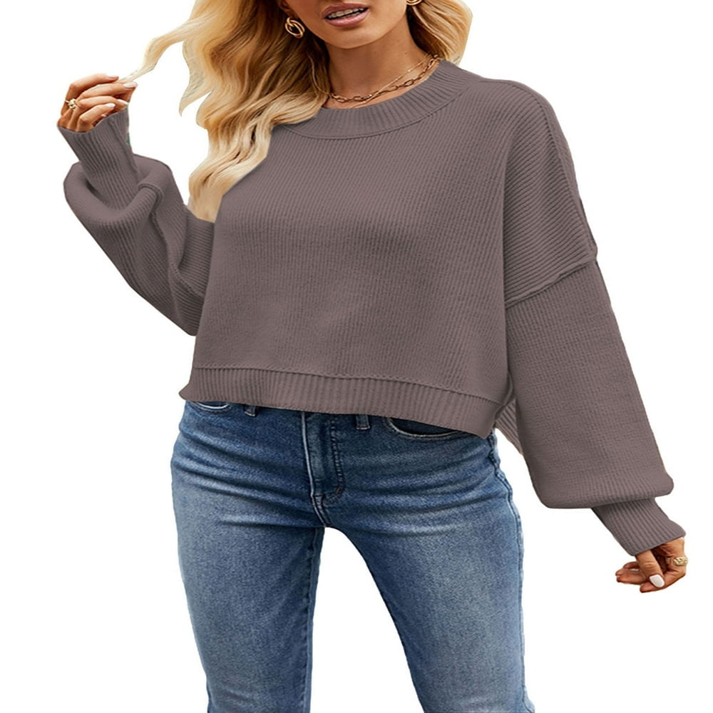 Pull Tricot Côtelé Uni Pour Enfant – Manches Longues, Col Rond – Chaud Et Doux – Taille 7 à 14 Ans – Automne/hiver