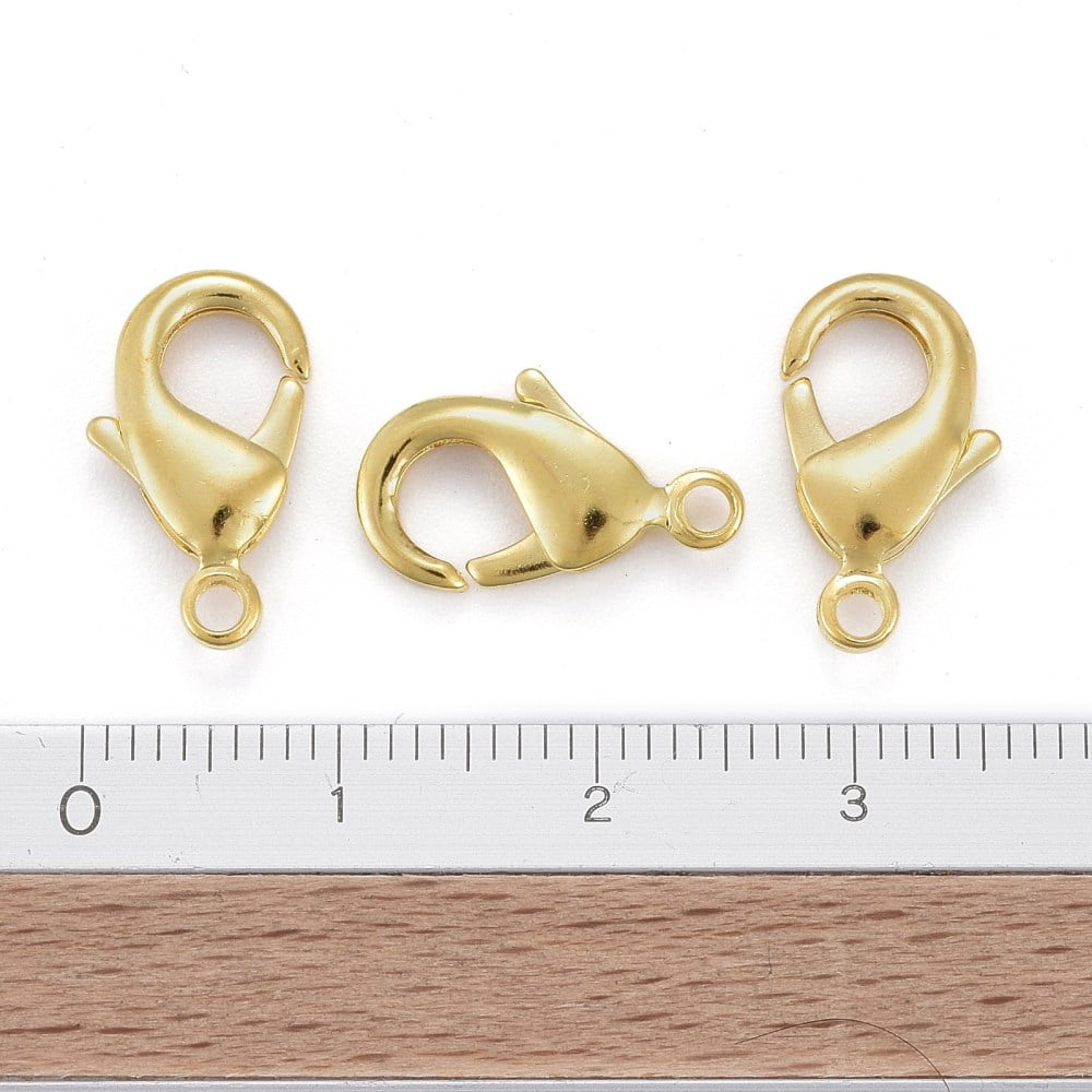 200pcs Brass Lobster Claw Clasps Parrot Trigger Clasps Cadmium Free & Nickel Free & Lead Free Golden 15x8x3mm Hole: 2mm DIY