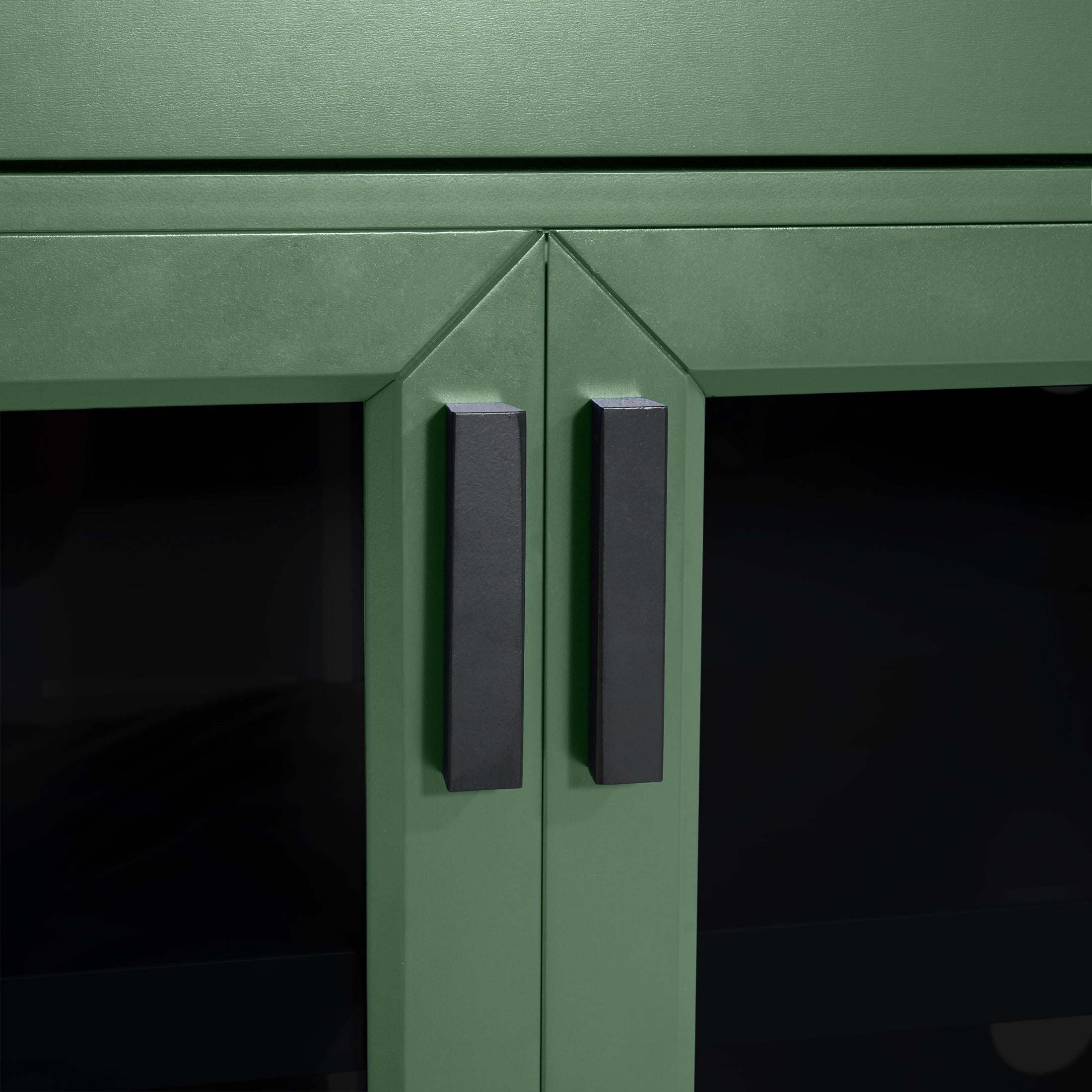 Christopher Knight Home 67" Modern TV Stand Console, Cabinet with Glass Doors, Storage Drawers, Green