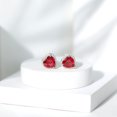thumbnail image 4 of Rosec Jewels Heart Shape Created Ruby Stud Earrings with Moissanite Halo (AAAA Grade) - 8 mm, 10K White Gold, 4 of 8
