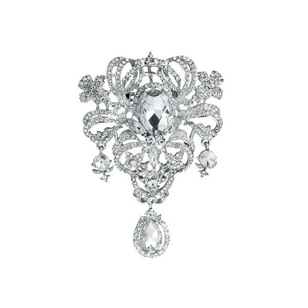 Jumpingount Broche de cristal brillante para ropa, colgante artesanal DIY, adorno de boda de aleación de Zinc, accesorios para fabricación de joyas Ropa, zapatos y accesorios Miscelánea Plata Jumpingount AP014917-01
