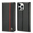 thumbnail image 1 of SaniMore Case for iPhone 14 Pro 6.1" 2022, Carbon Fiber Skin PU Leather Flip Filio Case Kickstand Card Slots Cash Pocket Full Body Protetcion Case for iPhone 14 Pro 6.1" 2022, Vertical Line, 1 of 15