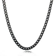 Hermah 3mm Mens Boys Black Curb Cuban Necklace Stainless Steel Chain 18-24inch