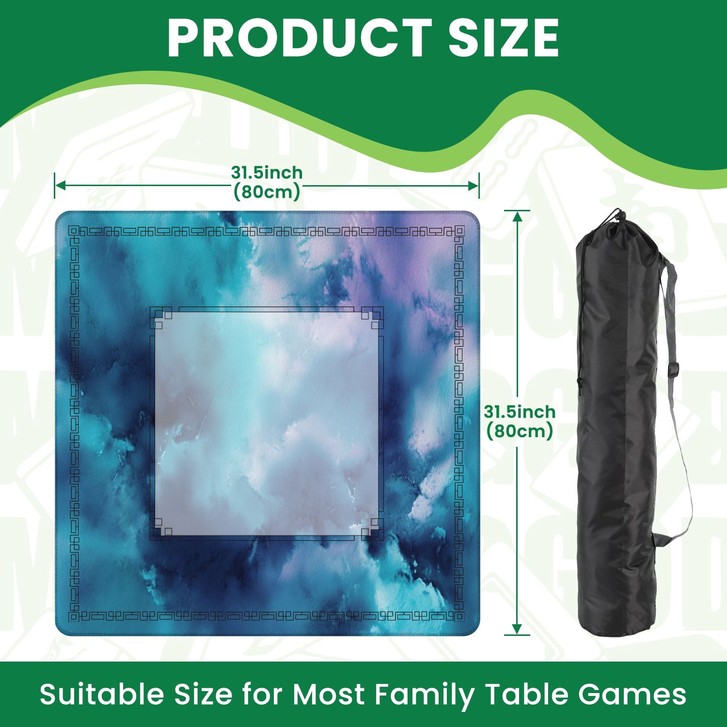 Mahjong Mat 31.5" x 31.5" Watercolor seamless abstract sky galaxy Non-Slip Noise Reduction American Mahjong Tiles Table Cover for Dominoes Poker Card Board Games Gift