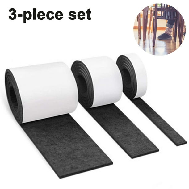 3 rollos de fieltro autoadhesivo para muebles (100cm * 10cm + 100cm * 5cm + 100cm * 2cm) Corta cualquier forma, fuerte cinta adhesiva deslizante, para sillas, protección de suelo Fokelyi 221106-2