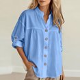 thumbnail image 6 of Njagoc3 Linen Button down Shirt Women Summer Fall Fashion Long Sleeve Cotton Gauze Tops Dressy Casual Work Blouse, 6 of 6