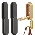 thumbnail image 1 of Ganchos de pared plegables Growalleter de metal dorado/negro (paquete de 4), 1 of 7