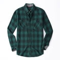 thumbnail image 1 of Camisa de flanela xadrez casual masculina, manga comprida, diseño de bolso duplo no peito, botão impresso, nova moda, 1 of 5