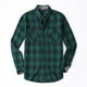 thumbnail image 1 of Camisa de flanela xadrez casual masculina, manga comprida, diseño de bolso duplo no peito, botão impresso, nova moda, 1 of 5