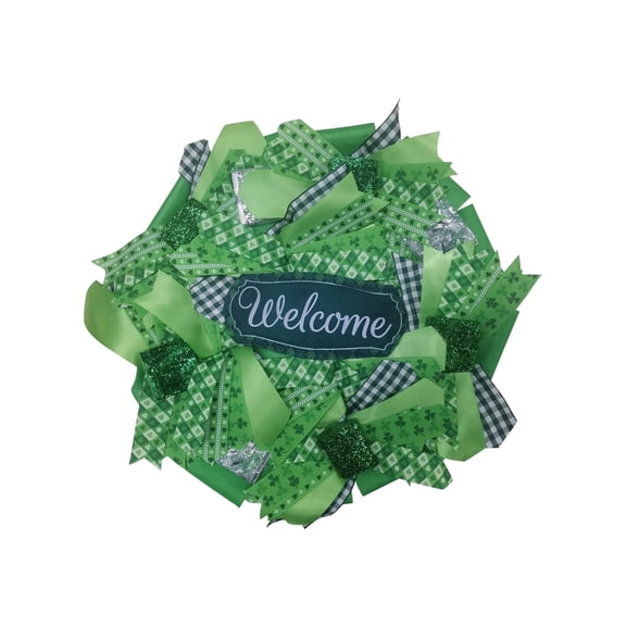 Sruoe St. Patricks Day Wreath, St. Patricks Day decorations Wreaths for Front Door, Wreath Spring Decor, Clovers Wreath Door, Green Wreath Three Leaf Clovers for Door Wall Window Decor 11/12/13 Inch