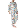 thumbnail image 2 of Wukai Summer Stamp Men's Long-Sleeve Pajama Set - Comfortable Sleepwear with Button-Down Shirt and Pants-Medium, 2 of 6