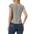 thumbnail image 3 of INSPIRE CHIC Women's Solid V Neck Cap Short Sleeves Work Blouse XL Dark Grey, 3 of 5